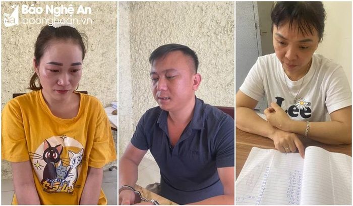  Các đối tượng Lê Thị Thảo, Nguyễn Xuân Tài và Quách Thị Phương. Ảnh: Ngọc Anh 