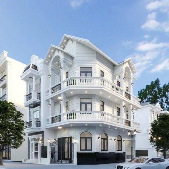 Mẫu nhà lô góc 2 mặt tiền phong cách Bắc Âu sang trọng và hiện đại khiến ngôi nhà nổi bật giữa khu phố. (Ảnh: Trongoixaynha)
