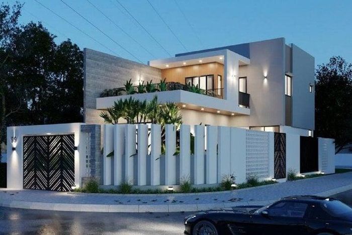 Mẫu nhà lô góc được xây dựng đơn giản, hiện đại và đầy đủ công năng. (Ảnh: Trongoixaynha)
