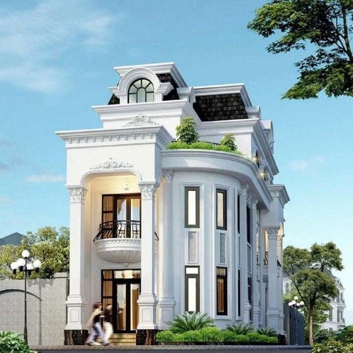 Mẫu nhà lô góc 2 mặt tiền được thiết kế hiện đại, phù hợp vừa ở vừa kinh doanh. (Ảnh: Trongoixaynha)