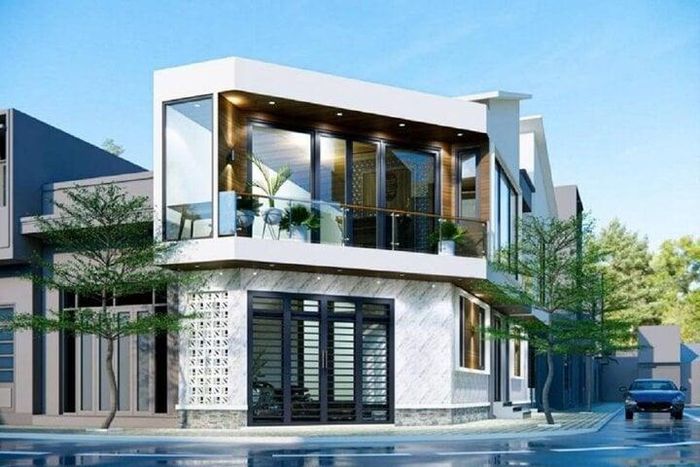 Mẫu nhà lô góc với thiết kế hiện đại, phù hợp xây dựng khu vực thành thị. (Ảnh: Trongoixaynha)
