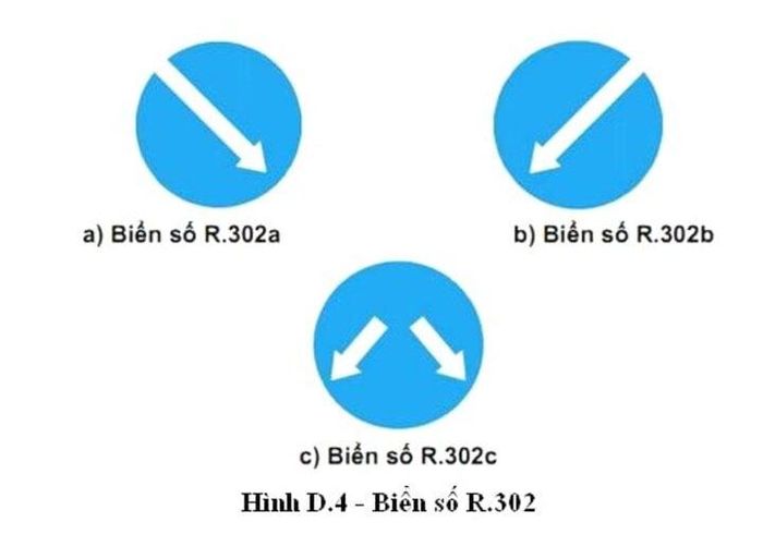 Biển số R.302 (a,b,c) "Hướng phải đi vòng chướng ngại vật".