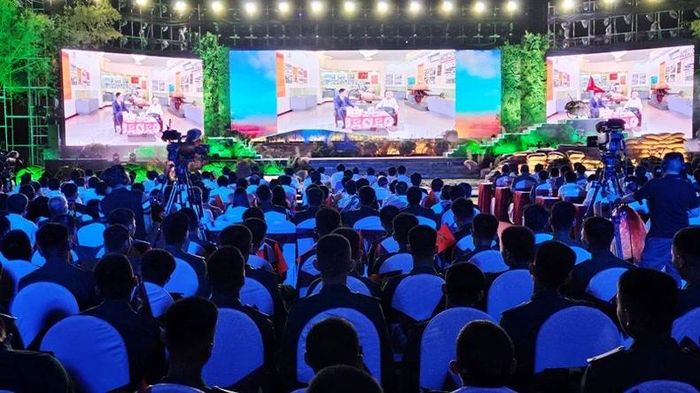 Quang cảnh điểm cầu truyền hình tại Thanh Hóa.