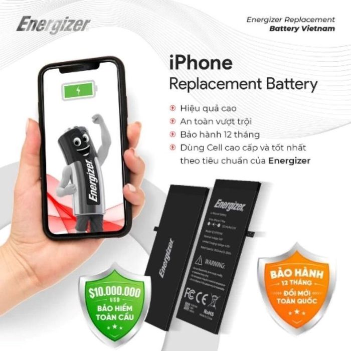  Pin Energizer chính hãng bảo hành 12 tháng 1 đổi 1 nếu lỗi.