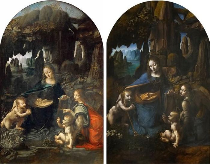 2 phiên bản "Virgin of the Rocks" bà Pizzorusso kết luận có thể Da Vinci đã tự mình vẽ toàn bộ bức tranh
