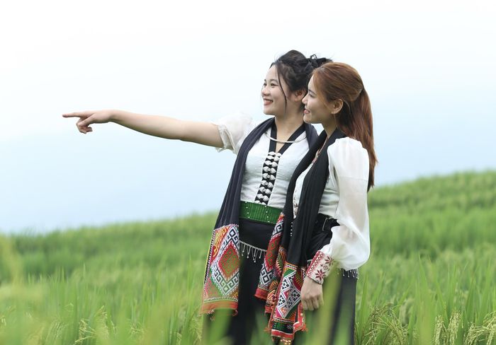 Chụp ảnh bên ruộng lúa là lúc du khách thả hồn vào thiên nhiên (Ảnh: Anh Hoàng).