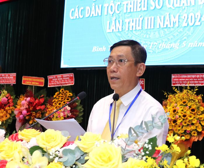  Phó Trưởng Ban Dân vận Thành ủy TPHCM Trần Xuân Điền phát biểu tại đại hội 