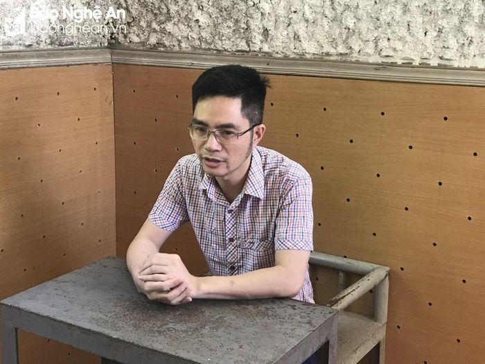 Bùi Hữu Thắng tại thời điểm bị bắt về Cơ quan Cảnh sát điều tra Công an tỉnh Nghệ An. Ảnh: tư liệu