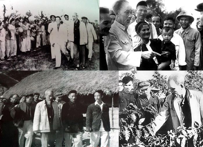  Nhân dân Nghệ An chào đón Bác Hồ về thăm lần thứ 2 (ngày 9/12/1961); Bác Hồ nói chuyện với bà con làng Sen (xã Kim Liên), thăm HTX Vĩnh Thành (Yên Thành) và Nông trường Đông Hiếu (Nghĩa Đàn). Ảnh: Tư liệu 