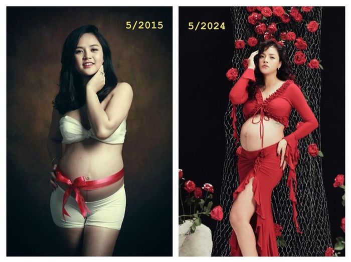 Hai lần mang thai của Thu Quỳnh cách nhau tận 9 năm.