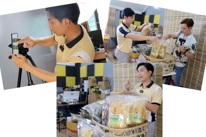 Anh Cường cùng ekip chuẩn bị trước mỗi phiên livestream. Ảnh: Lan Phương