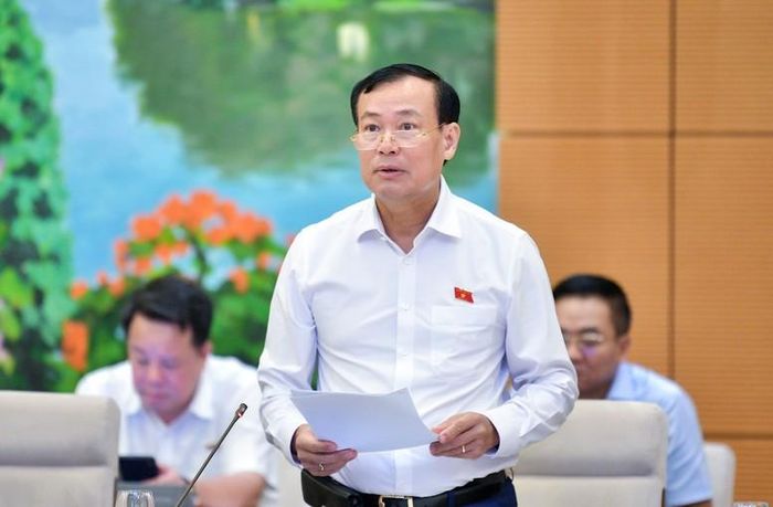 Chủ nhiệm Ủy ban Quốc phòng và An ninh Lê Tấn Tới báo cáo tại Phiên họp - Ảnh: VGP/LS