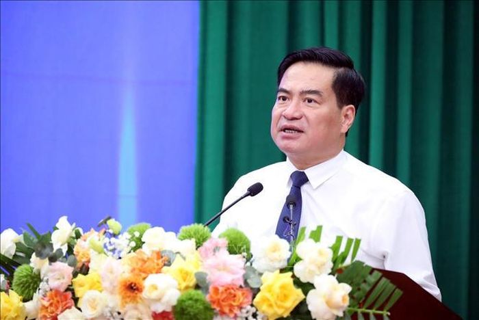Ông Lê Quang Tiến, Phó Chủ tịch Ủy ban nhân dân tỉnh Thái Nguyên, Trưởng Ban Tổ chức phát biểu tại buổi lễ.