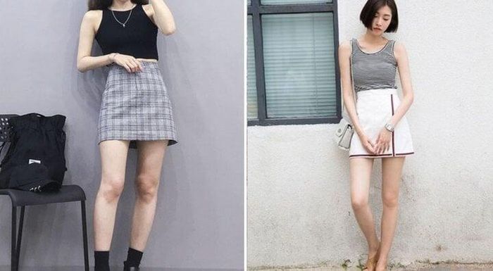Chân váy chữ A đi với tank top không quá bánh bèo mà lại còn cá tính và thời thượng. Không giống chân váy dài, bạn vẫn có thể vận động thoải mái và dễ dàng di chuyển vì chân váy chữ A rất ngắn. 