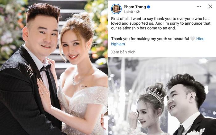 Xoài Non ngầm khẳng định tin đồn ly hôn với Xemesis trong thời gian qua là sự thật. Ảnh: FBNV