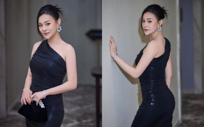 Vóc dáng hiện tại của Phương Oanh, nữ diễn viên không ngần ngại diện váy bó sát để tôn lên đường cong cơ thể. Ảnh: FBNV