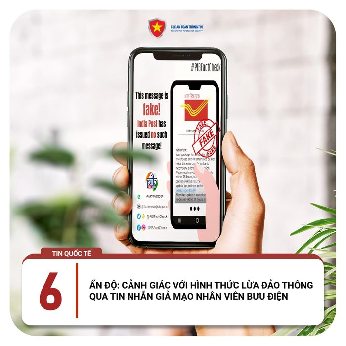  Cảnh giác hình thức lừa đảo thông qua tin nhắn giả mạo nhân viên bưu điện. Ảnh: Cục ATTT. 
