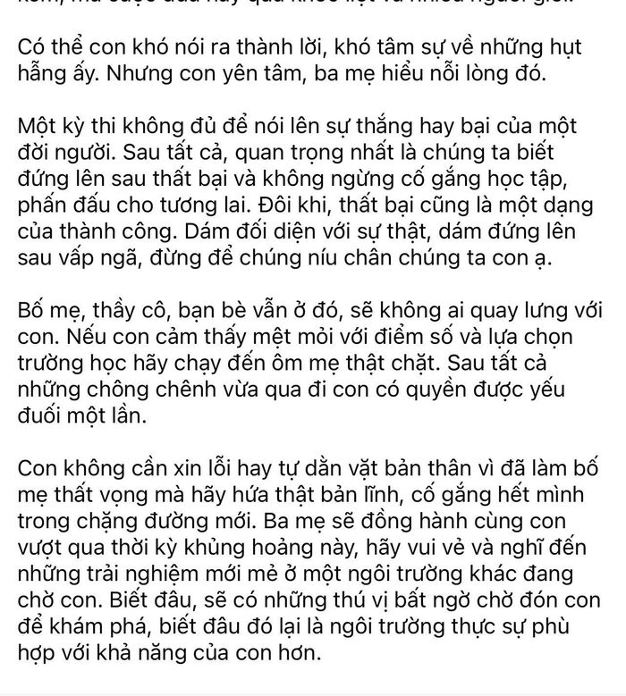 Bức tâm thư của người mẹ có con thi trượt lớp 10 công lập nhận được nhiều tình cảm của cộng đồng mạng