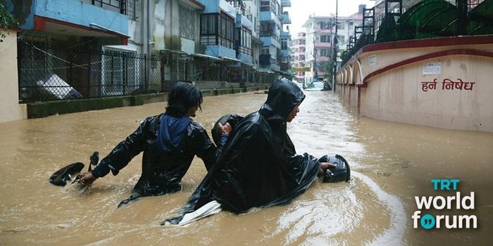 Ngập lụt tại một đô thị ở Nepal sau mưa lớn. Ảnh: Trtworld.