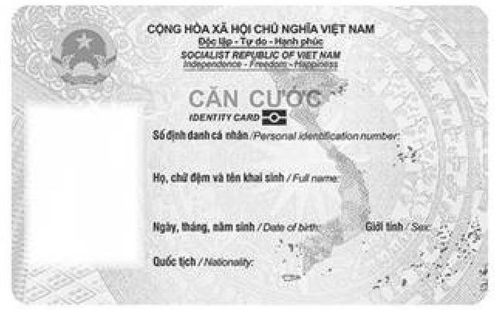 Mặt trước của thẻ Căn cước cấp cho công dân từ đủ 6 tuổi trở lên.