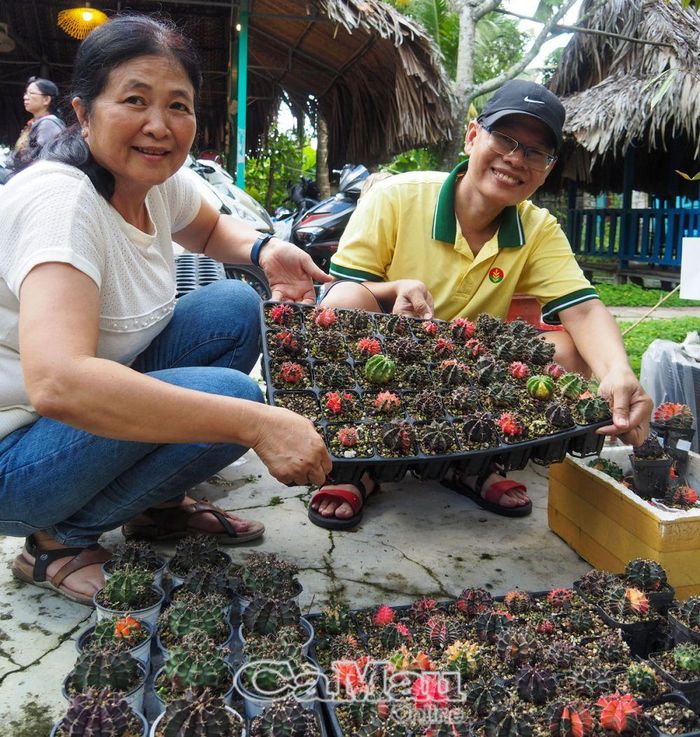 Anh Cao Anh Vũ (bìa phải) gửi tặng giống xương rồng cho thành viên tham gia họp nhóm.