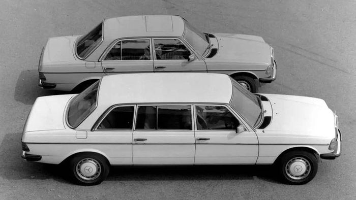  Kích thước vượt trội của chiếc Mercedes-Benz 240D so với phiên bản thông thường của W123. Ảnh: Mercedes. 
