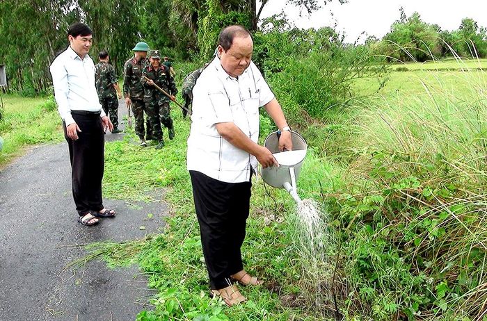 Các đơn vị tiến hành trồng 1.700 cây bằng lăng và ô môi