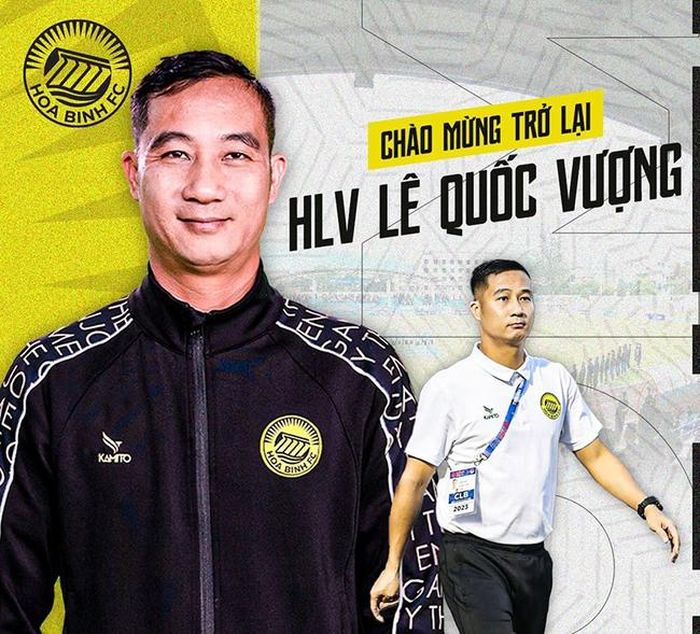 HLV Lê Quốc Vượng trở lại Hòa Bình FC. Ảnh Hòa Bình FC