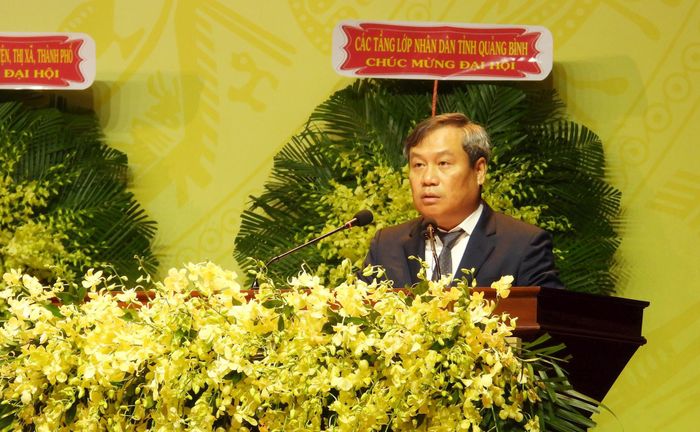 Bí thư Tỉnh ủy Quảng Bình phát biểu tại Đại hội. Ảnh: X.T