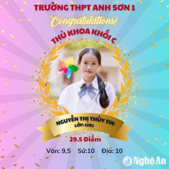 Nguyễn Thị Thùy Tin được vinh danh với tổng điểm 29,5 điểm. Ảnh NVCC
