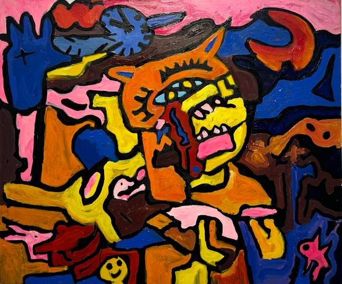 Bức tranh “Ánh trăng” (120x100cm) hoàn thành năm 2023