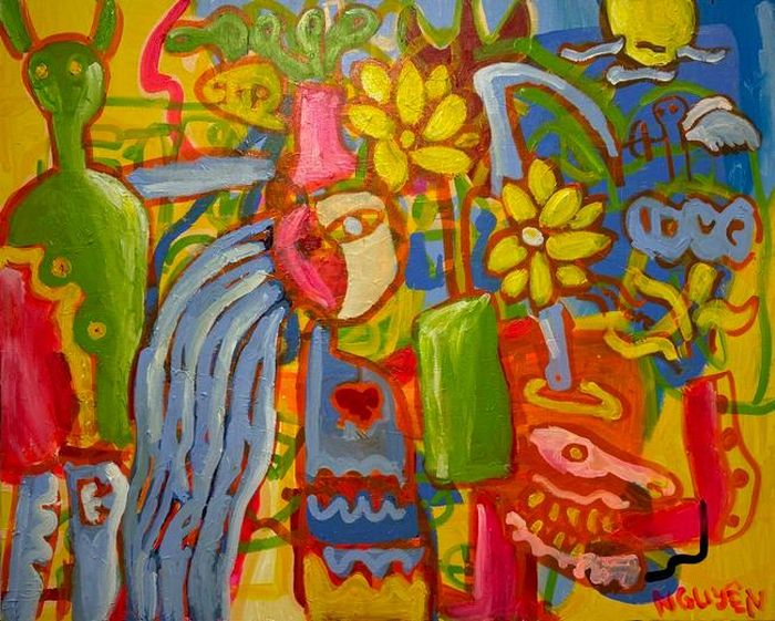 Bức tranh “Thiên thần sa ngã” (150x120cm) hoàn thành năm 2024