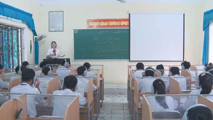 Phòng học tiếng Anh, Trường THPT Cát Ngạn (Thanh Chương). Ảnh: Mai Hoa