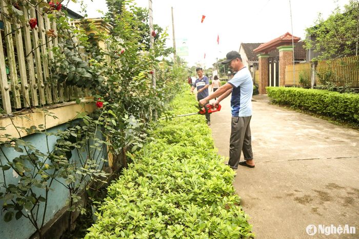 Phong trào xây dựng khu dân cư "Sáng-Xanh-Sạch-Đẹp" ở xã Tường Sơn (Anh Sơn). Ảnh: T.P