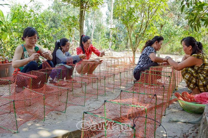 Đan ráp lú là công việc khá nhẹ nhàng, các chị có thể vừa làm vừa có thời gian chăm sóc gia đình.