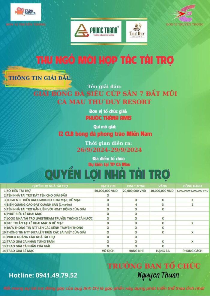 Thư ngỏ mời tài trợ giải đấu.