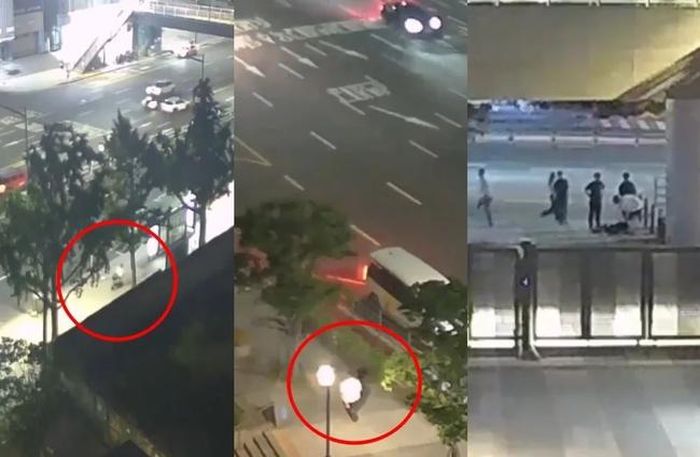 Những hình ảnh cho thấy Suga điều khiển xe ga trong khi say rượu và đã ngã ra đường sau khi đâm vào gờ vỉa hè