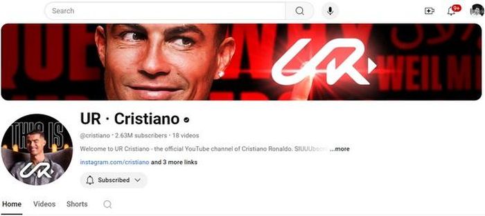 Đến 22h50 tối qua, lượng suscribe Ronaldo đã lên tới 2,63 triệu