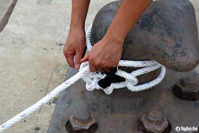 Nhiều ngư dân sắm dây thừng mới để tăng cường neo đậu tàu thuyền, phòng gió bão mạnh. Ảnh: Văn Trường