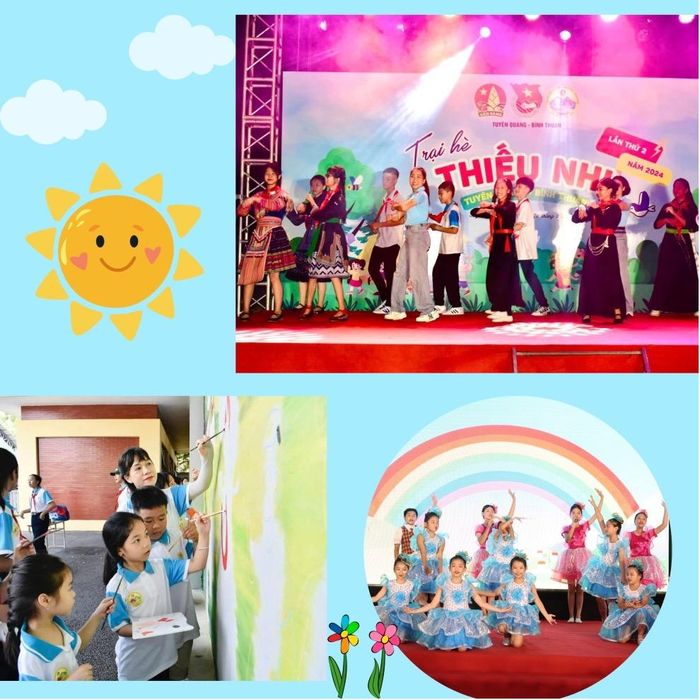 Trại sinh tham gia vẽ tranh tường và giao lưu văn nghệ.