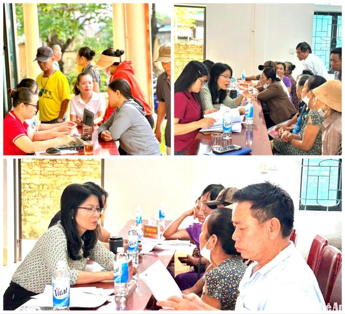 Người dân huyện Diễn Châu được cán bộ có thẩm quyền tư vấn trực tiếp những vấn đề liên quan đến đất đai thông qua hoạt động "Ngày thứ Bảy vì dân". Ảnh: G.H