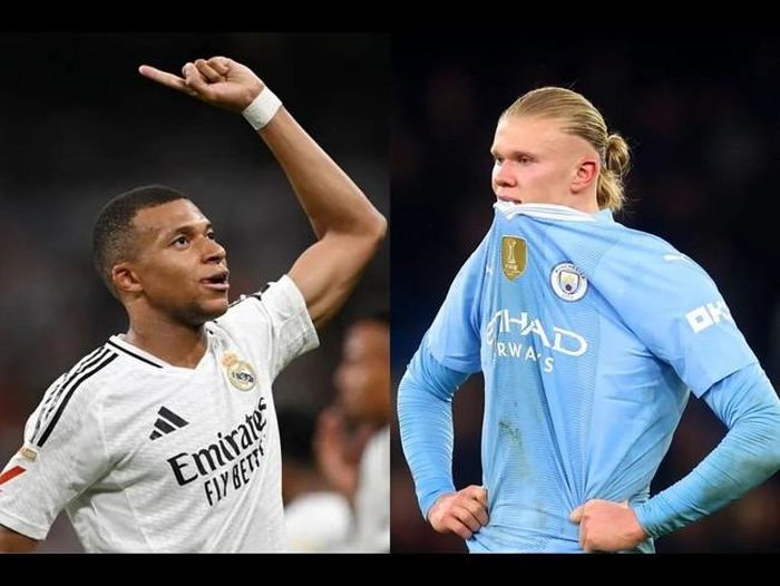 Mbappe (trái) đang có dấu hiệu chững lại trong khi Haaland đang bùng nổ dữ dội