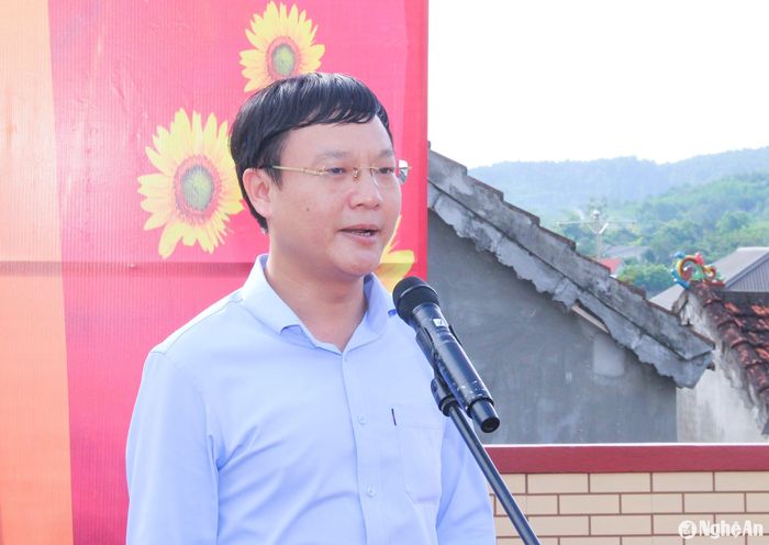 Đồng chí Phạm Tuấn Vinh - Ủy viên Ban Chấp hành Đảng bộ tỉnh, Bí thư Đảng ủy Khối các cơ quan tỉnh phát biểu tại lễ khánh thành. Ảnh: Mai Hoa