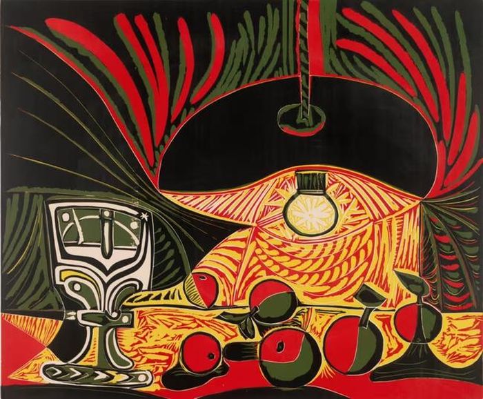 Tranh in “Still Life With Glass Under The Lamp” (1962) của Picasso