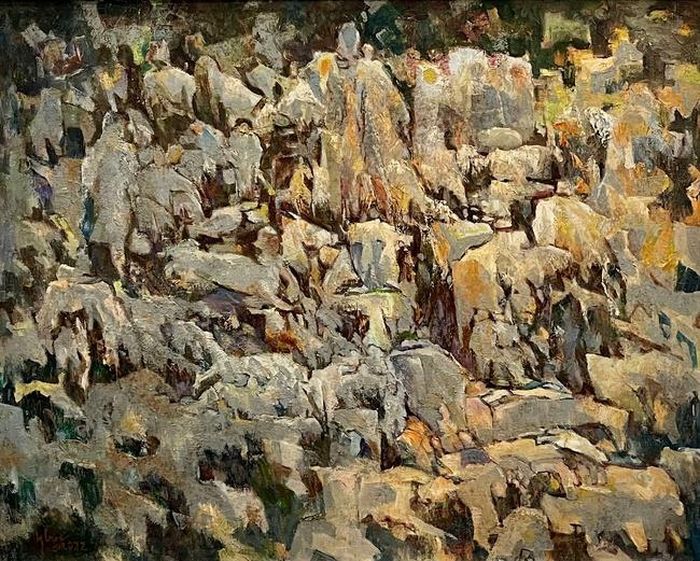 Tác phẩm “Cõi nhân gian” (80x100cm, sơn dầu, 2022) của Đỗ Đức