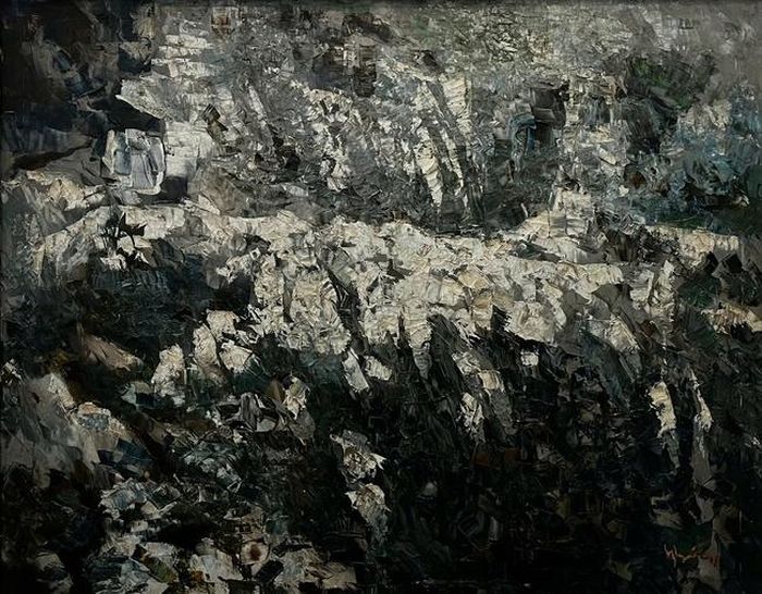 Tác phẩm “Thuở hoang sơ của đá” (80x100cm, sơn dầu, 2008) của Đỗ Đức