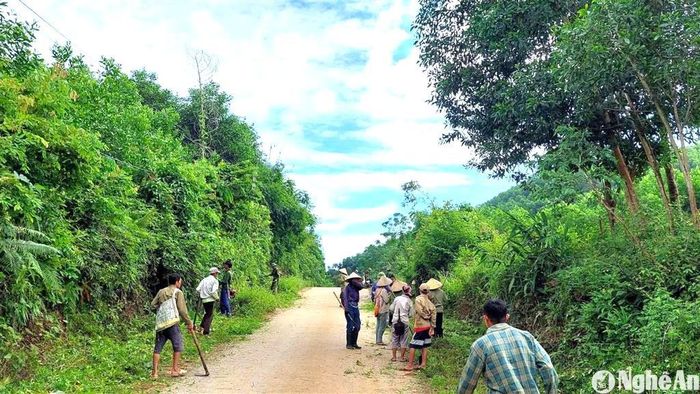 Nhân dân bản Ná Ca, xã Mường Nọc (Quế Phong) phát quang tuyến đường bản được giao quản lý. Ảnh: CSCC