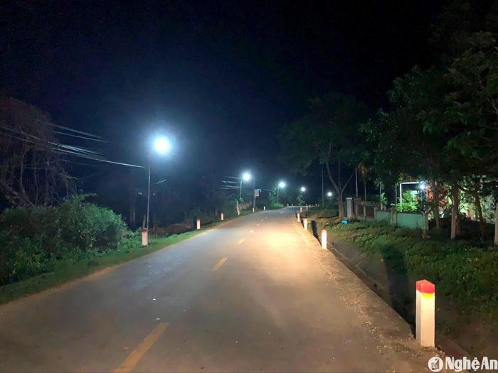 Các xóm trên trục đường 544B cột bóng điện đã được lắp đầy đủ. Ảnh: CSCC