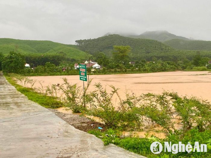 Một hồ chứa do địa phương quản lý ở huyện Yên Thành mực nước đã sắp tràn thân đập. Ảnh: Văn Trường