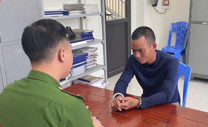 Đối tượng Hảo tại cơ quan Công an.